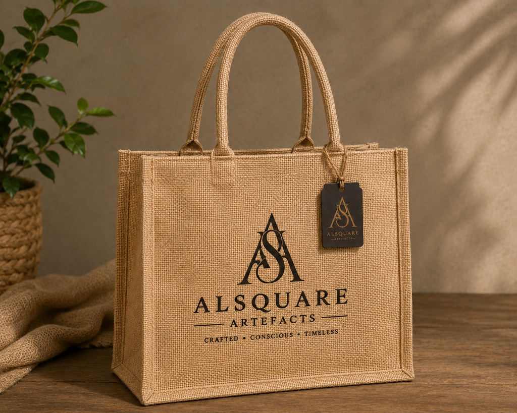 Jute Tote Bag 45° Angle View